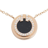 ティファニー T TWO サークル ネックレス ゴールド ブラック K18PG ピンクゴールド オニキス レディース TIFFANY&Co. 【中古】